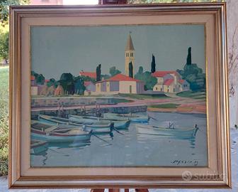 Quadro "Porto d'Istria" (Novigrad) pittore Sagadin