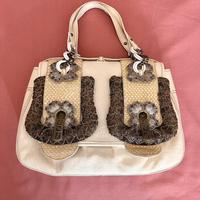FENDI BBag borsa inpelle bianca e fiori in perline