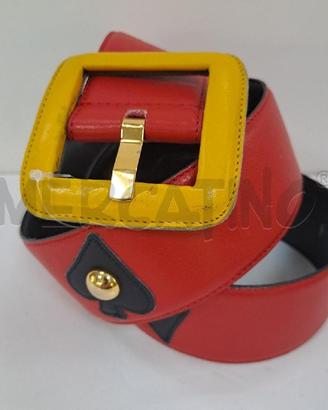 CINTURA PELLE GIVENCHY ROSSA FIBIA GIALLA