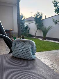 borsa a mano Artigianale all'uncinetto Celeste 