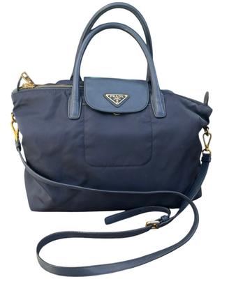 Prada Borsa a spalla blu, con tracolla