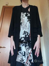 Set abito e spolverino tg L beige e nero elegante