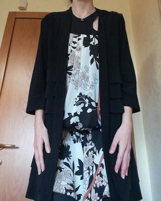 Set abito e spolverino tg L beige e nero elegante