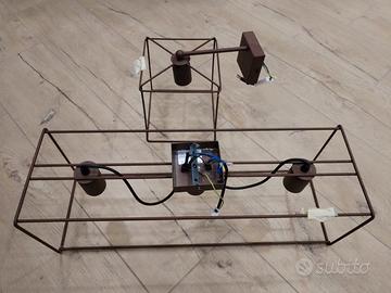 Lampadario marrone ferro battuto