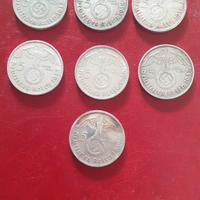 7 monete da 5 marchi svastica argento 900