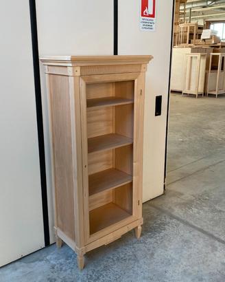 Mobile dispensa libreria vetrina in legno grezzo