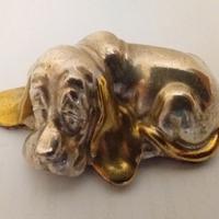 Soprammobile o fermacarte in metallo basset hound