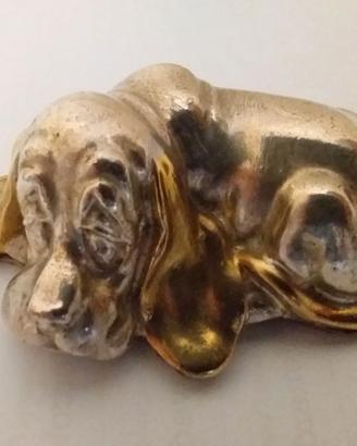 Soprammobile o fermacarte in metallo basset hound