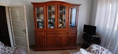 MOBILE CASSETTIERA CRISTALLIERA IN LEGNO MASSELLO