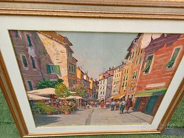 Quadro olio su tela Sciarafani Paolo 1991 Vernazza
