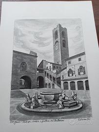 Tre stampe di Bergamo. Autore Bonamici.