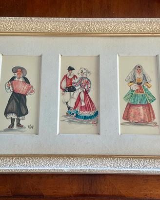 Quadro ceramica Lety Loy costumi sardi anni ‘50