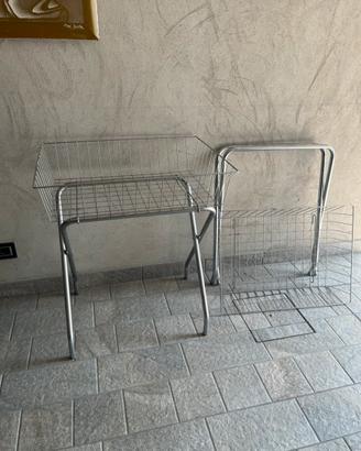 N 2  Cesto cromato con sgabello pieghevole