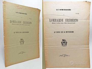 LE DIMISSIONI DI LOMBARDI ERIBERTO 1903