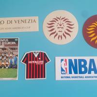 adesivi vintage juve, milan, moro di venzia, nba