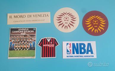 adesivi vintage juve, milan, moro di venzia, nba