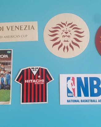 adesivi vintage juve, milan, moro di venzia, nba