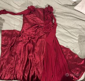 Vestito di festa rosso lungo seta