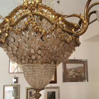 Lampadario classico antico cristallo ottone 1900