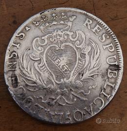 Moneta antica Scudo di Lucca 1750 Argento