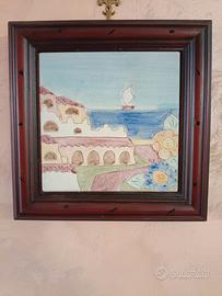 Vecchio quadretto dipinto con cornice in legno