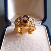 Anello a fascia ametista zirconi elegante