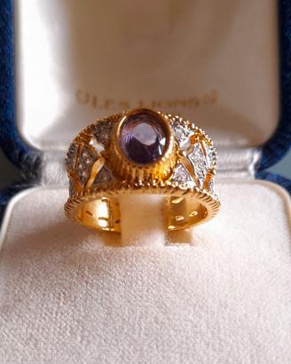 Anello a fascia ametista zirconi elegante