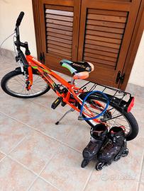 Bicicletta e pattini a rotelle