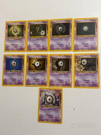 Lotto 9 carte Pokemon Unown vintage