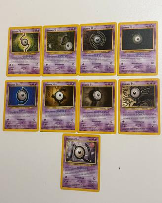 Lotto 9 carte Pokemon Unown vintage