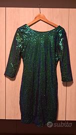 Vestito Corto Elegante Verde con Paillettes