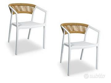 Set 2 sedie in plastica corda bianca