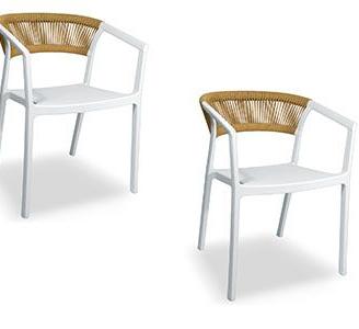 Set 2 sedie in plastica corda bianca