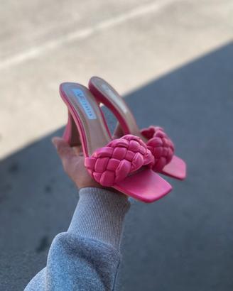 Sandali con tacco Versace 1969 rosa intrecciati 36