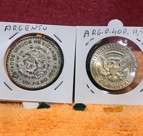 2 monete 1 Americana e 1 Messicana in AG.+🎁