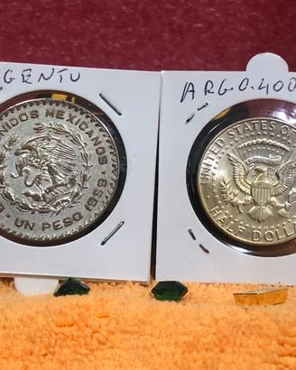 2 monete 1 Americana e 1 Messicana in AG.+🎁