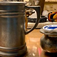 Coppia miniature in peltro - Vaso e Mastella