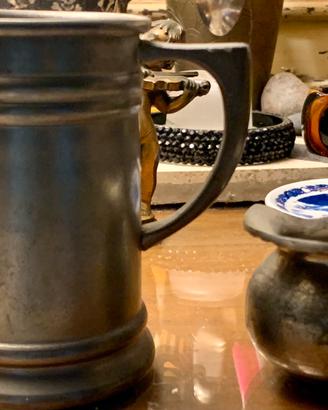 Coppia miniature in peltro - Vaso e Mastella