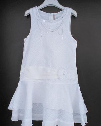 vestito bianco con balze 6 anni