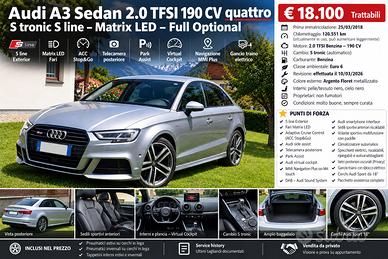 Audi A3 Sedan 2.0 TFSI  190 CV  quattro  S-tronic
