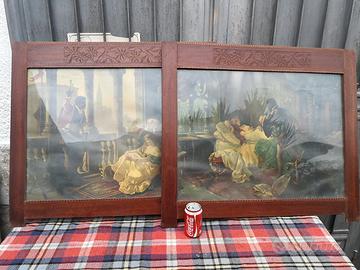 Antiche vecchie cornici con stampe d'epoca arte