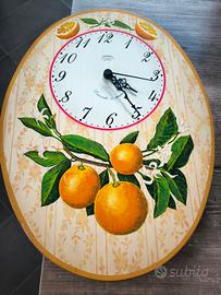 Orologio da parete vintage anni ’80 dipinto a mano