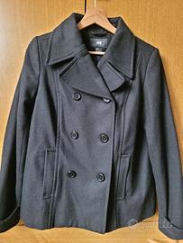 Nuovo H&M cappotto LANA60% caban nero doppio petto