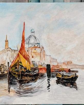 Quadro dipinto a mano, Le Barche, fatto a olio.