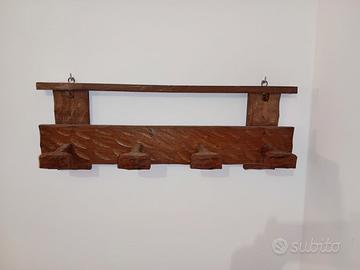 Stock 3 attaccapanni da parete in legno massello