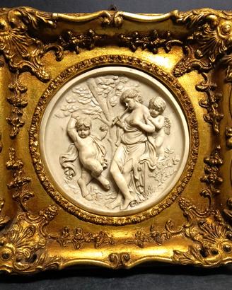 tondo ALLEGORIA MUSICA neoclassico pasta marmo