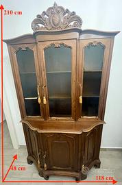 Vetrina Credenza Antica in Legno con Ante in Vetro
