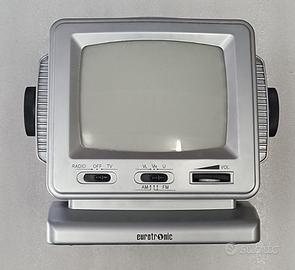 Mini TV Radio, Bianco/Nero 5“, corrente e batteria