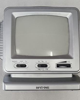 Mini TV Radio, Bianco/Nero 5“, corrente e batteria