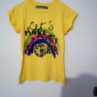 Maglia T-shirt Zara a maniche corte gialla , tg. S